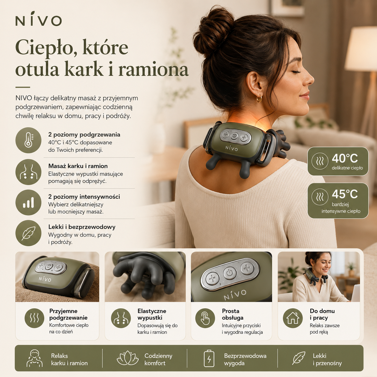 Nivo™– Masażer karku z podgrzewaniem