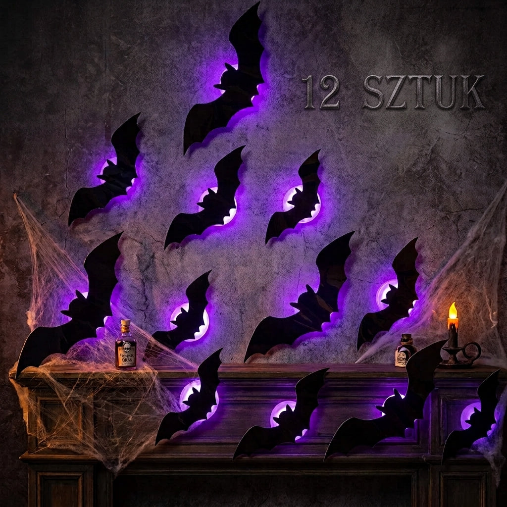 **Lampka LED Halloween 3D – Nietoperz na Ścianę**